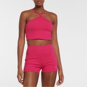 Alo Yoga Goddess Ribbed Cross Crop Top